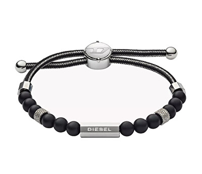 Diesel - Textilní náramek s korálky z achátu DX1151040