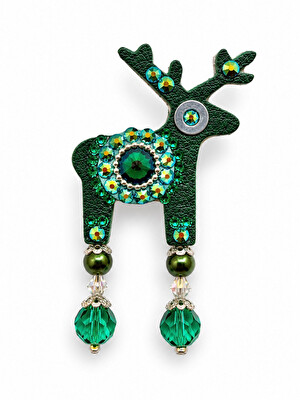 Deers - Smaragda szarvasos bross
