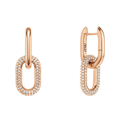 Daniel Wellington - Třpytivé bronzové náušnice 2v1 Crystal Link DW00400576