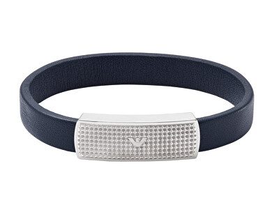 Emporio Armani - Elegantní kožený modrý náramek EGS2987040