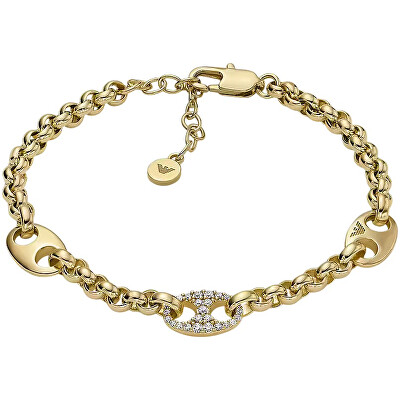 Emporio Armani - Okouzlující pozlacený náramek se zirkony EGS3270710