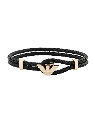Emporio Armani - Aranyozott bőr karkötő férfiaknak EGS3321710