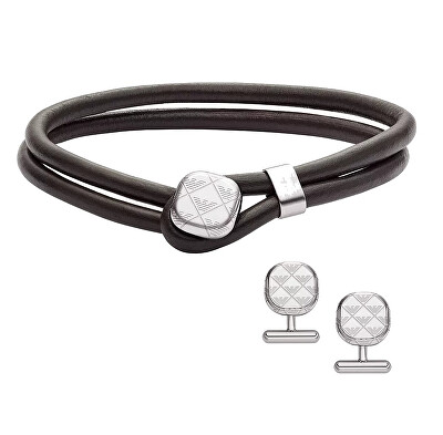 Emporio Armani - Set koženého náramku a manžetových knoflíčků EGS3151SET