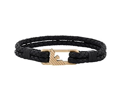 Emporio Armani - Černý kožený náramek EGS3245710