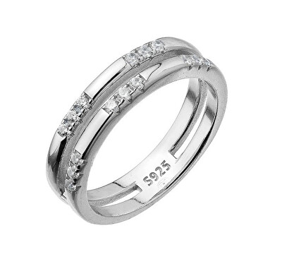 Evolution Group - Pavona - Dvojitý stříbrný prsten se zirkony 15018.1 crystal