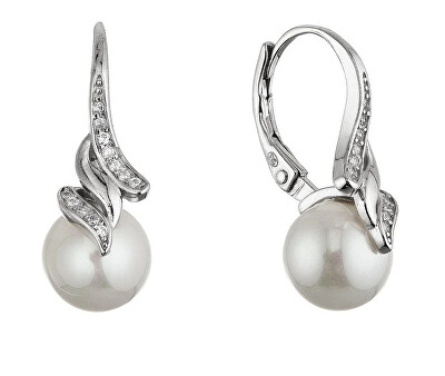 Evolution Group - Pavona - Elegantní stříbrné náušnice se zirkony a shell perlou 11688.1