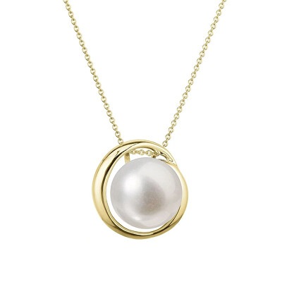 Evolution Group - Pavona - Elegantní zlatý náhrdelník s říční perlou Kruh 92P00035