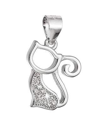 Evolution Group - Pavona - Hravý stříbrný přívěsek Kočka se zirkony 14037.1 crystal