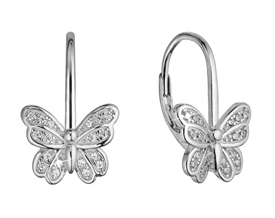 Evolution Group - Pavona - Krásné stříbrné náušnice Motýlci se zirkony 11500.1 crystal