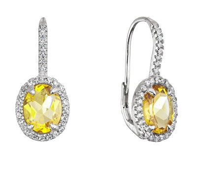 Evolution Group - Pavona - Luxusní stříbrné náušnice se zirkony a pravým citrínem 11492.3