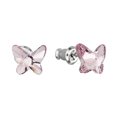 Evolution Group - Pavona - Náušnice s světle růžovými krystaly Swarovski Motýl 51048.3 light rose