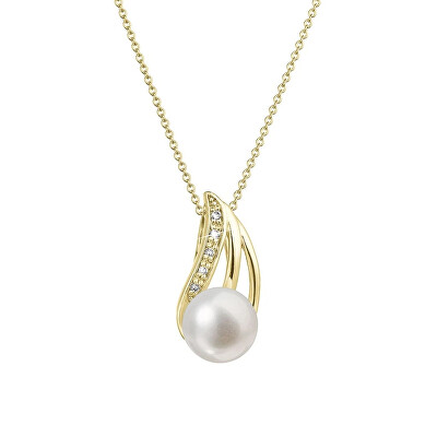 Evolution Group - Pavona - Okouzlující zlatý náhrdelník s pravou perlou a oslnivými brilianty 92PB00051