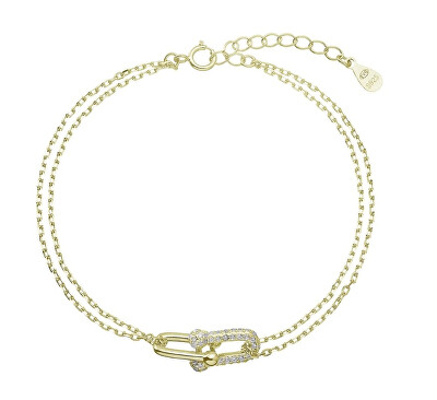 Evolution Group - Pavona - Pozlacený dvojitý náramek se zirkony 13085.1/AU