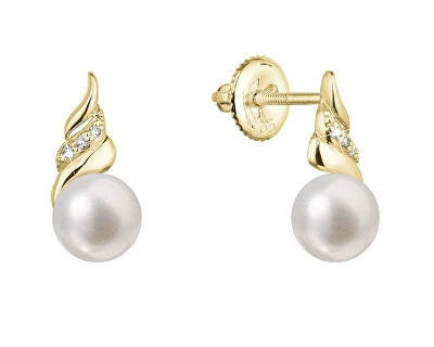 Evolution Group - Pavona - Půvabné zlaté náušnice s říčními perlami a brilianty 91PB00059