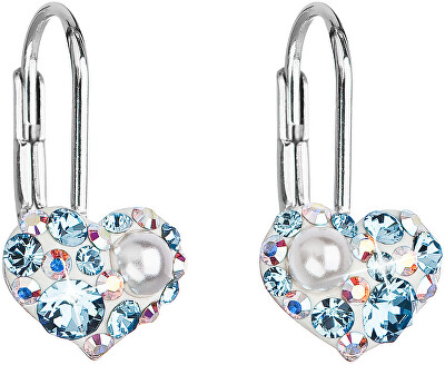 Evolution Group - Pavona - Srdíčkové náušnice s krystaly Swarovski 31125.9 aqua