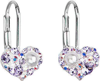 Evolution Group - Pavona - Srdíčkové náušnice s krystaly Swarovski 31125.9 violet