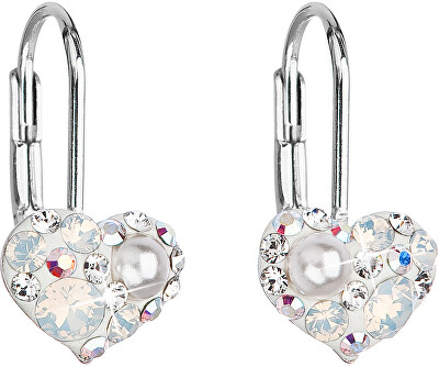 Evolution Group - Pavona - Srdíčkové náušnice s krystaly Swarovski 31125.9 white