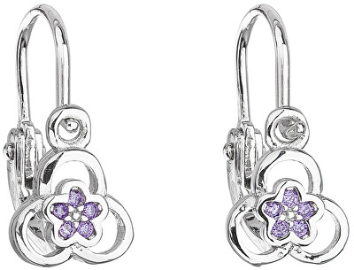 Evolution Group - Pavona - Stříbrné dětské náušnice se zirkonem Violet 11171.3