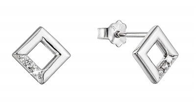Evolution Group - Pavona - Stříbrné náušnice malé kosočtverečky se zirkony 11526.1 crystal