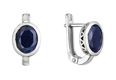 Evolution Group - Pavona - Stříbrné náušnice s pravým safírem 11493.3 dark sapphire