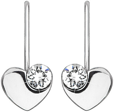 Evolution Group - Pavona - Stříbrné srdíčkové náušnice s krystaly Swarovski 31299.1 bílé
