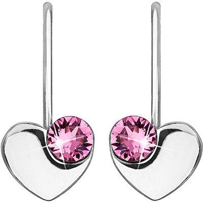 Evolution Group - Pavona - Stříbrné srdíčkové náušnice s krystaly Swarovski 31299.3 Rose