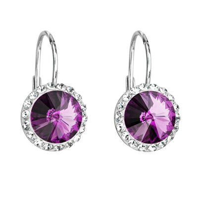 Evolution Group - Pavona - Stříbrné visací náušnice s krystaly Preciosa 31216.3 amethyst