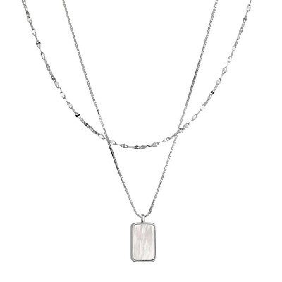 Evolution Group - Pavona - Stříbrný dvojitý náhrdelník s perletí 12155.1