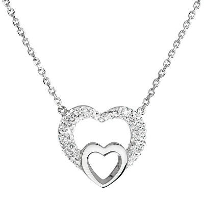 Evolution Group - Pavona - Stříbrný náhrdelník srdce s krystaly Swarovski 32032.1