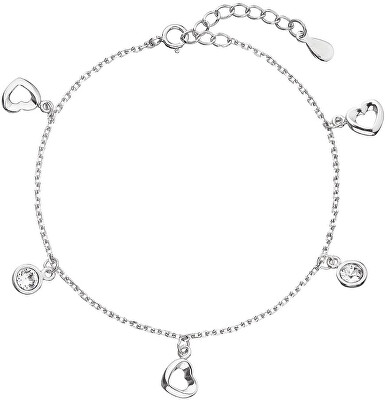 Evolution Group - Pavona - Stříbrný náramek se Swarovski krystaly bílé srdce 33110.1