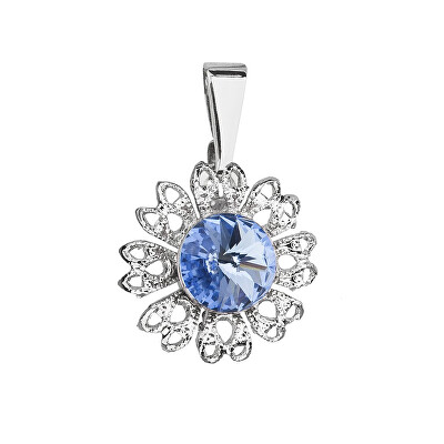 Evolution Group - Pavona - Třpytivý přívěsek s modrým krystalem Swarovski Květina 54032.3 sapphire