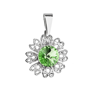 Evolution Group - Pavona - Třpytivý přívěsek se zeleným krystalem Swarovski Květina 54032.3 peridot