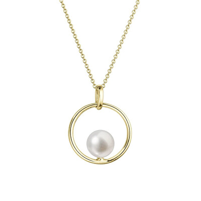 Evolution Group - Pavona - Dámský zlatý náhrdelník s říční perlou Kruh 92P00041