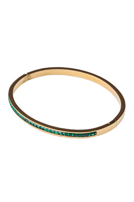 Emily Westwood - Pozlacený pevný náramek se zelenými krystaly Virella EWB250386G