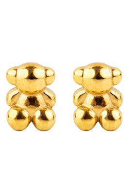 Emily Westwood - Roztomilé pozlacené náušnice Medvídek Celeste EWE250172G
