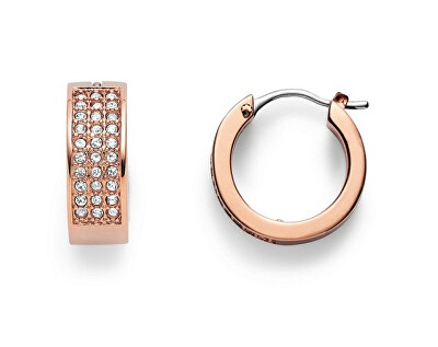 Fossil - Blyštivé pozlacené náušnice z oceli Pavé JOF00169791