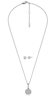 Fossil - Set ocelových šperků se zirkony JGFTSET1081 Core Gifts (náhrdelník, náušnice)