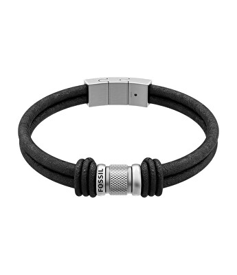 Fossil - Brățară neagră din piele pentru bărbați Machine JF05008040