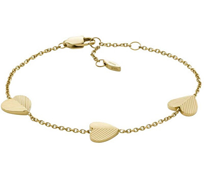 Fossil - Něžný pozlacený náramek se srdíčky Harlow JF04653710