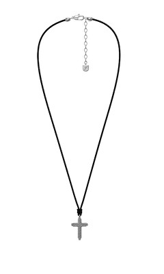 Fossil - Colier din piele pentru bărbați cu cruce Machine JF05006040