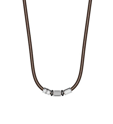 Fossil - Colier din piele maro pentru bărbați JF05007998