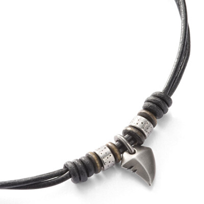 Fossil - Pánský kožený náhrdelník se žraločím zubem JF85832040