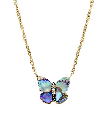 Fossil - Půvabný pozlacený náhrdelník s motýlkem Sutton JF04812710