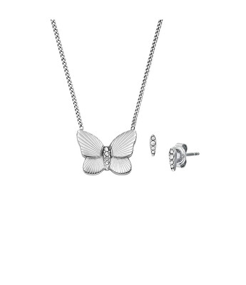Fossil - Set oceľových šperkov Motýľ JF04935SET (náhrdelník, náušnice)