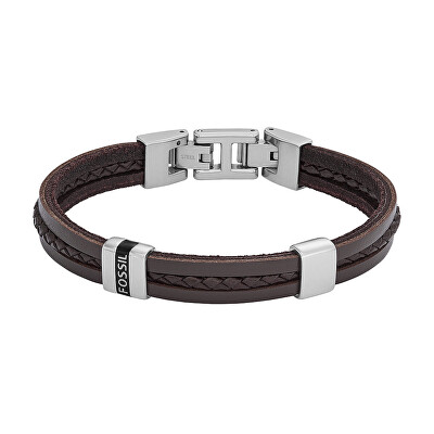 Fossil - Elegantní pánský kožený náramek Vintage Casual JF04133040
