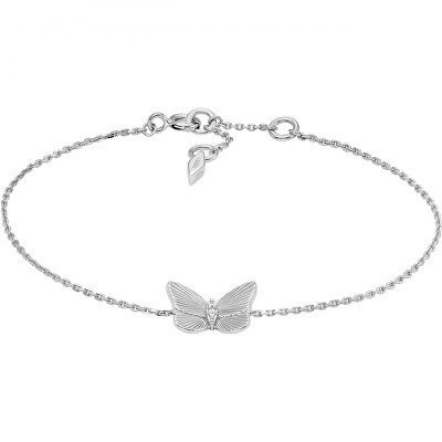 Fossil - Slušivý stříbrný náramek Butterflies s krystaly JFS00620040