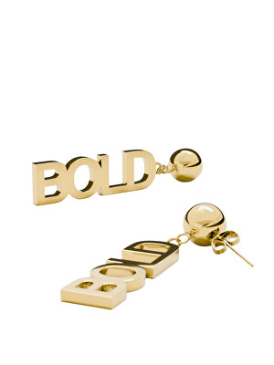 Furiosa - Moderní pozlacené náušnice s textem Bold SE-BOLDEARING-G