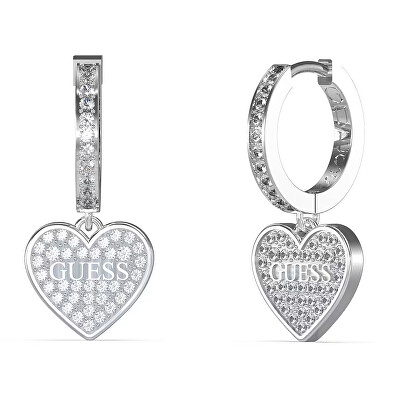 Guess - Blyštivé ocelové náušnice Huggie Me JUBE03136JWRHT/U