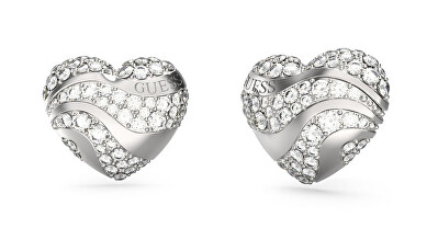 Guess - Blyštivé ocelové náušnice se zirkony In My Heart JUBE04504JWRHT/U