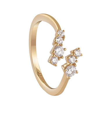 Guess - Otevřený pozlacený prsten se zirkony Jardin JSBR04473JWYG